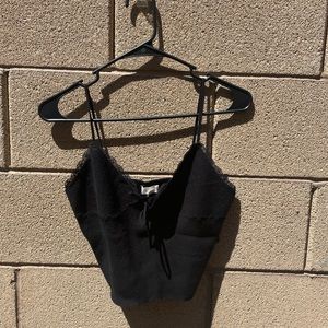 Black Lace Ribbed Tank